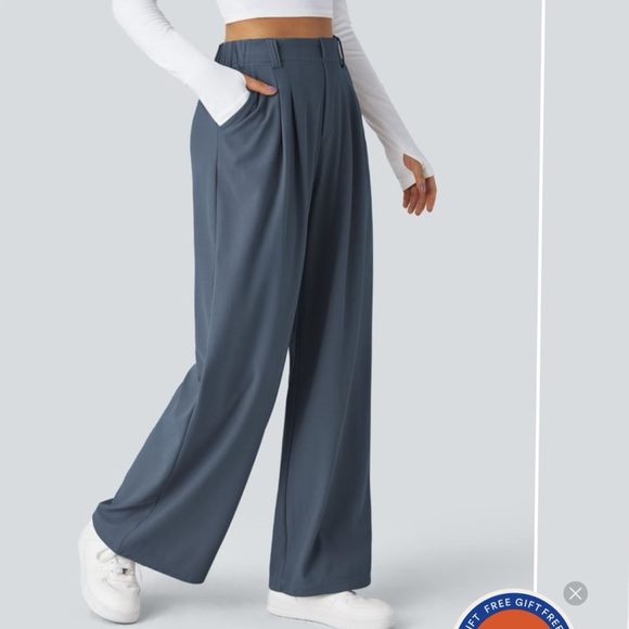 Halara Flex High Waisted Side Pocket Wide Leg Waffle Work Pants NEW W/TAG Size L - Picture 2 of 5